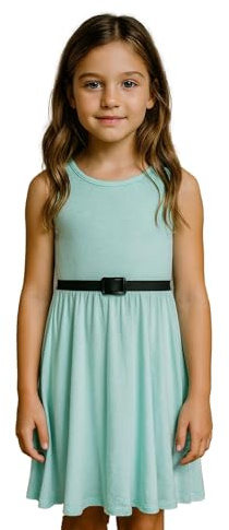A2Z 4 Kids Girls Plain Skater Dress Party Fashion Summer Dresses - New Skater Dress Aqua 7-8
