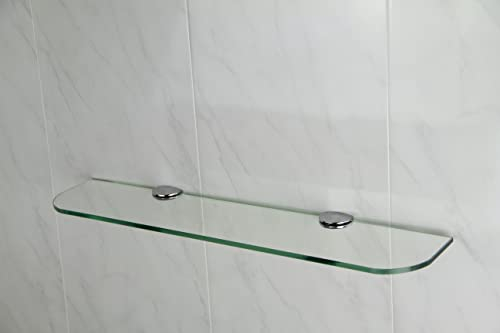 Glasablage mit abgerundeten Ecken, 3 Größen (300 mm, 400 mm, 500 mm) und 3 Farben (transparent, weiß, schwarz) für Badezimmer, Küche, Schlafzimmer, Glas, farblos, 400mm x 100mm