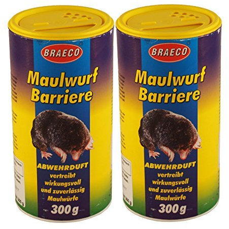 ILODA 2x300g Maulwurf Barriere von BRAECO, Maulwurfabwehr, Abwehrduft gegen Maulwürfe, Maulwurfschutz, vertreibt wirkungsvoll und zuverlässig Maulwürfe