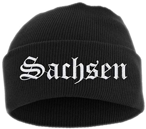 HB_Druck Sachsen Umschlagmütze - Mütze - Bestickt - Einheitsgröße Schwarz