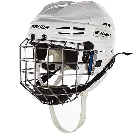 Bauer IMS 5.0 Helm Combo Senior I Mit Dual-Density Schutzpolstern I Zertifizierter Wettkampfschutz I Größenverstellbar I verschiedene FarbenI weiß I M