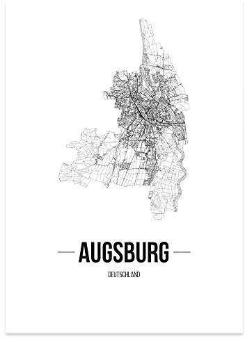 JUNIWORDS Stadtposter - Wähle Deine Stadt - Augsburg - 21 x 30 cm Poster - Schrift B - Weiß