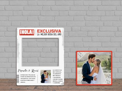 Oedim Photocall + Cartel para Bodas Fondo Blanco Personalizado, 100 x 130cm, 49x47cm, Eventos o Celebraciones puntuales, Ventana Troquelada, Photocall Divertido