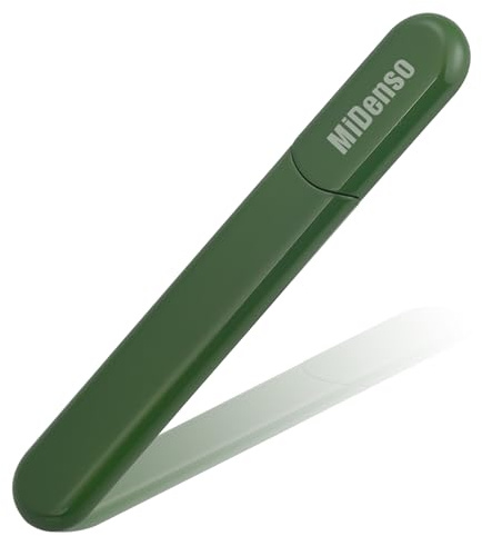 Premium Particular Glass Nail File with Case MiDenso Both Sided Filer Crystal Beauty Nail File Salon Nail Shine Top Christmas Stocking Superior Quality Gift Idea for Women,Fruit Green