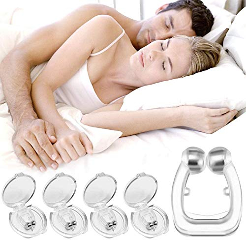4Pcs Pince à Nez Magnétique Anti-Ronflement Silicone Magnétique Efficace Dispositif Anti-Ronflement Snore Stopper Nose Clip Dilatateur Nasal Aider à Dormir