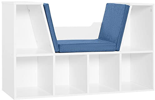 Homcom Bücherregal, 2-in-1, modernes Design, 6 Fächer, 3 Kissen, 102 x 30 x 61 cm