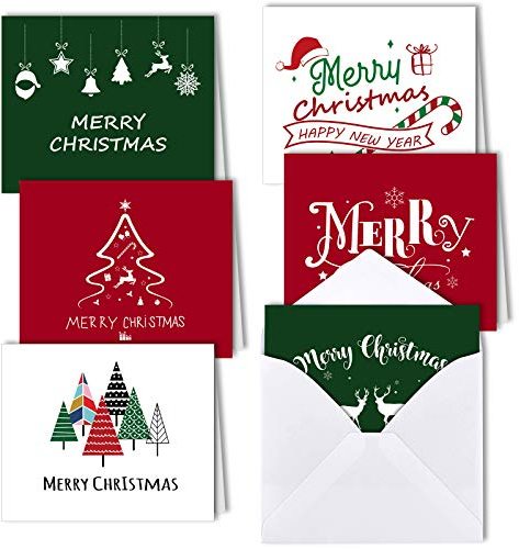 MIAHART 6 Styles Frohe Weihnachten Grußkarten Bulk Weihnachtskarten mit Umschlägen 30er Pack Blank Weihnachtskarten Sammlung für Winterferien Weihnachtsbedarf (4 x 6 Zoll)
