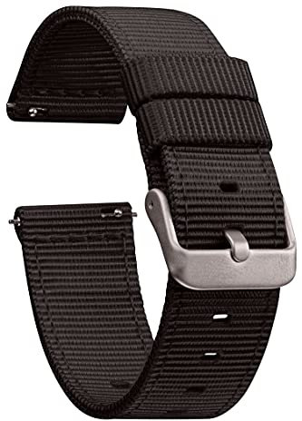 GadgetWraps 19 mm Nylon-Uhrenarmband mit Schnellspannstiften, kompatibel mit Letscom, Letsfit, Tissot, 19 mm Nylon-Uhrenarmband (Schwarz, 19 mm)