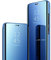 Jacyren Kompatibel Samsung Galaxy S7 Edge Hülle, Leder Flip Case Spiegel Handyhülle S7 Schutzhülle 360°Hard PC Transluzent View Miroir Stoßfest Cover Ständer Funktion Tasche Etui (S7 Edge, Blau)