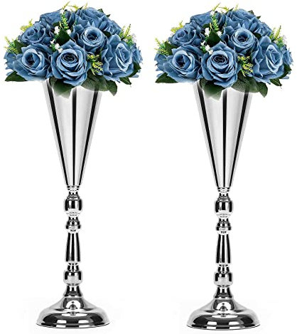 Tabletop Metall Hochzeit Blume Trompete Vase Tisch Dekorative Gold,Silber Kerzenhalter Blumenvase Ständer Hochzeit Straße Blei Hohe Blumenhalter