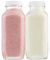 kitchentoolz Botella de leche cuadrada de vidrio de 16 onzas con tapas herméticas de plástico, recipientes reutilizables vintage para leche, yogur, batidos, kéfir, kombucha y agua, paquete de 2