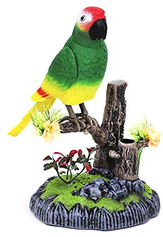 Sprechende Papagei Vögel Spielzeug Elektronische Haustiere mit Sprache Wiederholenfunktion und Körper schwingen, Büro Home Dekoration Stifthalter, Talking Parrot für Kinder Geburtstag und Weihnachten