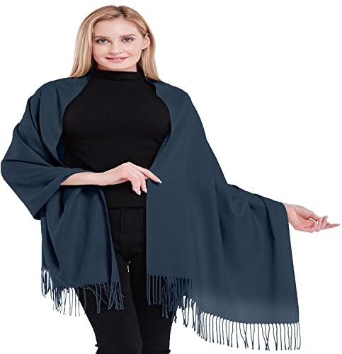 CJ Apparel Dark Grey Charcoal Black 100% Cashmere Shawl Pashmina Scarf Wrap Stole Head Wrap Hand Made in Nepal