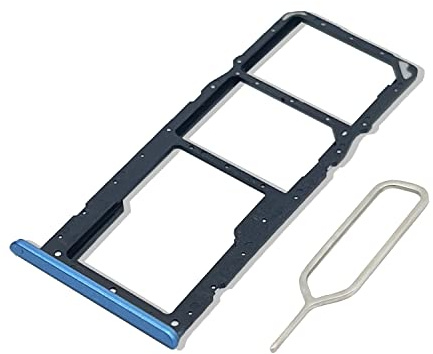 Eonpam Original DUAL SIM Card Slot Tray Holder Replacement for (Realme C21) Incl SIM Pin (Blue)
