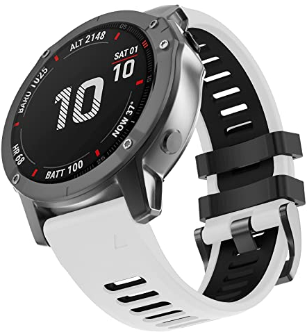 MYSNBKN Armband für Garmin Fenix 6X /Fenix 6X Pro/Fenix 5X /Fenix 5X Plus/Fenix 7X/Fenix 8 51mm/Fenix 3 /Fenix 3 HR, 26mm Breite Silikon Estrazarmband Quick-Fit Uhrenarmband für Garmin