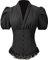 COSDREAMER Womens Victorian Corset Tops Shirts Gothic Steampunk Lace Up Blouse (L, Black)