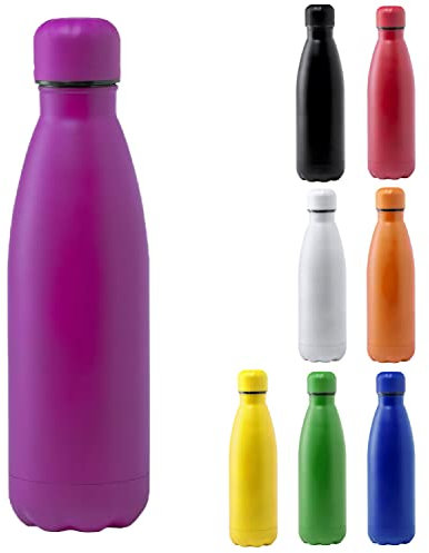 TIENDA EURASIA® Botella de Agua de Acero Inoxidable, 790 ml, con Tapón de Seguridad, Acabado Mate, Bidon para Camping, Gimnasio, Oficina, Botella Resistente, Color Fucsia
