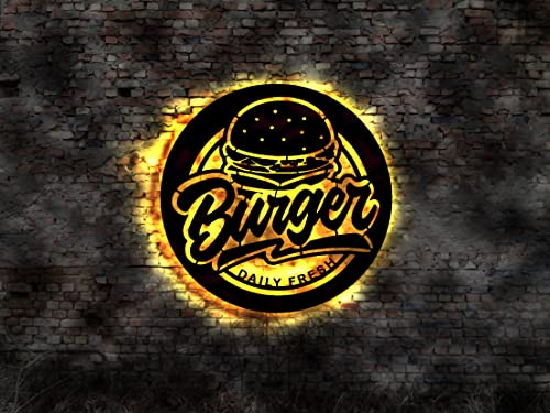 Burger Imbiss Fast food Pizza Display Aufkleber Wandtattoo Blechschild Leuchtschild Wandsticker Leuchtbild Neonreklame Neon sign A