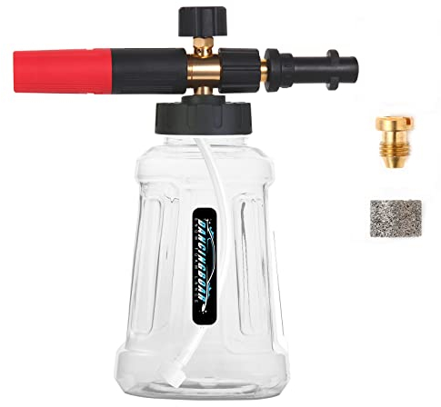 Verbesserte Schaumlanze Schaumkanone für Kärcher K-Serie K2 K3 K4 K5 K6 K7 Hochdruckreiniger, 1L Schneeschaumlanze mit Verstellbarer Schaumdüse für Autowäsche (Schwarz & Rot)