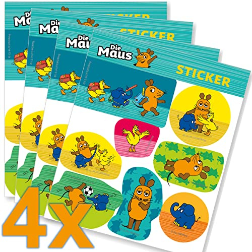 32-teiliges Sticker-Set * DIE SENDUNG MIT DER MAUS * für Kindergeburtstag und Mottoparty | Kinder Aufkleber Elefant WDR Party Set