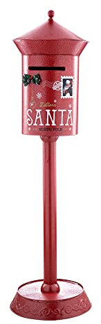 Nataland Cassetta Postale di Babbo Natale in Metallo 120 Cm, Perfetta per Decorare Ingresso Casa, Negozi e Vetrine