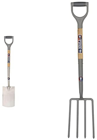 Spear & Jackson 1160SP Neverbend Stainless Steel Digging Spade, Grey & 1680NB Neverbend Carbon Digging Fork
