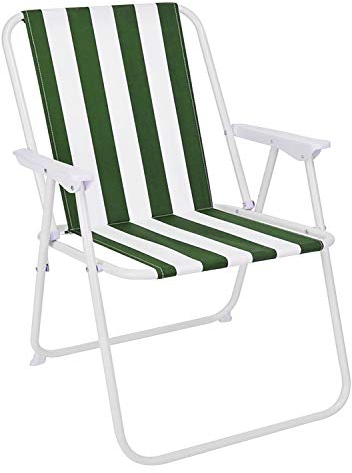 Campingstuhl Faltstuhl Stoff Oxfort Klappstuhl Gartenstuhl zum zusammenklappen Anglerstuhl Regiestuhl Angelstuhl Metall, Farben:Grün-Weiß gestreift