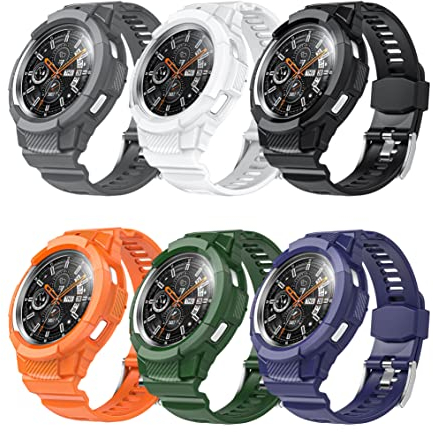 Compatible avec Samsung Galaxy Watch4 Classic 42 mm, Coque Monobloc Bracelet pour Montre Connectée Galaxy Watch4 Classic 46 mm Homme Femme (42 mm, Noir)