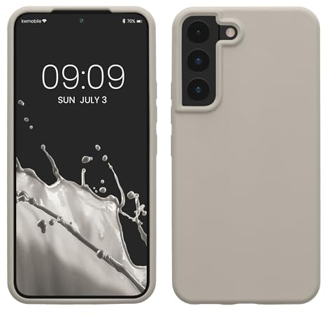 kwmobile Schutzhülle kompatibel mit Samsung S22 Hülle - Silikon Case Handyhülle S22 - Handyhülle Samsung S22 weiche Oberfläche - kabelloses Laden - Beige matt
