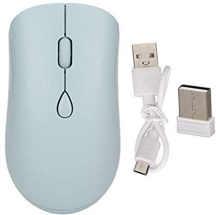 ciciglow Drahtlose Bluetooth-Maus, Dual-Modi, Bluetooth 5.2 und 2,4 G, Kabellose 1600-DPI-Computermaus mit USB-Empfänger, Wiederaufladbare Leise Maus (Blau)