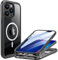 PlusAcc Magnetic Hülle für iPhone 15 Pro Max 6.7 Zoll - 360 Grad Schutz mit integriertem schutzfolie Militärnorm hardcase, Kompatibel mit MagSafe stoßfest Clear handyhülle (Schwarz)