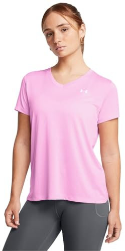 Under Armour Damen Twist Tech 4-Wege-Stretch-T-Shirt mit V-Ausschnitt, Stellar Pink, M
