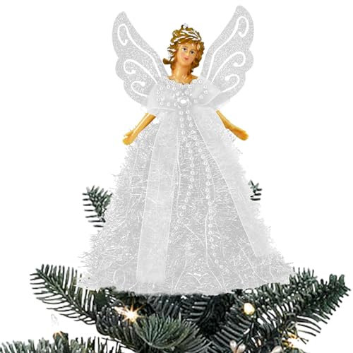 HUNYA 1/3 Stück Weihnachtsengel-Baumspitze, Engel Baumspitze Weihnachtsdekoration, Engel Weihnachtsbaum Dekoration mit Flügeln, Klassisch, Weiß, Winter, Weihnachtsbaum schmücken