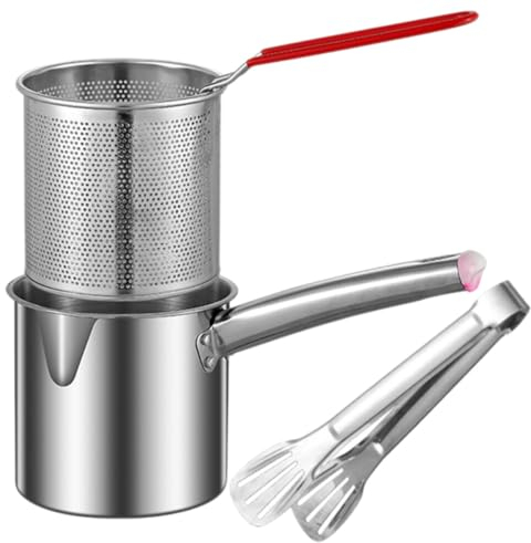 Kichvoe Petite Friteuse Avec Panier 1 Ensemble 1 8L Mini Friteuse À En Acier Inoxydable Avec Poignée Anti-Brûlure Pour La Maison Chips Tempura Frites Et Poulet