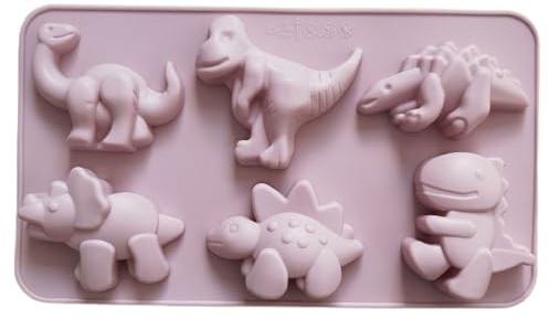 Kuchenform, Dinosaurier-Form, lebensmittelecht, hochtemperaturbeständig, nicht leicht zu entformen, DIY, 6 Mulden, Gummibaum, Zucker, Schokolade, Süßigkeiten, Keksform