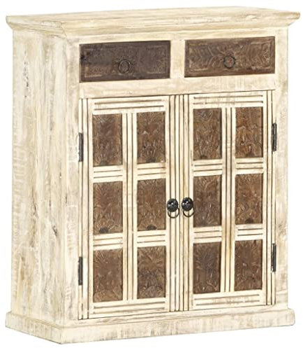 SMTSEC Sideboard weiß 65x30x75cm Mangoholz massiv