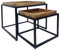 Amago home Couchtisch 2er Set 54x54 cm quadratisch u. Beistellttisch Satztisch Metall Gestell Holzplatte massiv Farbe Tabacco - schwarz matt