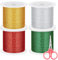 Swpeet 5 cordini elastici metallici con forbici, 4 colori, 50 m, corda metallica elastica, nastro elastico per artigianato, confezioni regalo, creazione di gioielli natalizi