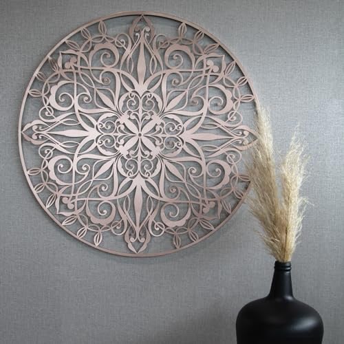 Luxus Metal Art Wanddeko Mandala Rose Gold Rund 80cm | 80 x 80