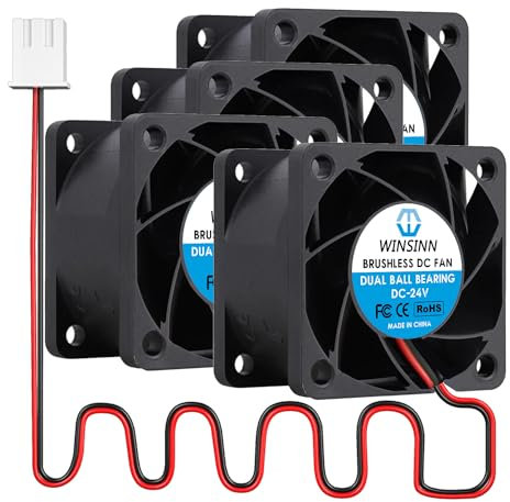 WINSINN 40mm DC 24V 4028 Dual Ball Bearing Brushless Cooling Fan (Pack of 4Pcs) - 1.57 x 1.57 x 1.57, 6000RPM, 8.67CFM, 30dBA, 2-Pin, Compatible with Desktop, Server, 3D Printer