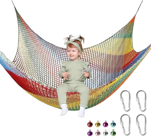 Kletternetz – Spielplatz-Sicherheitsnetz, Kinder-Kletter-Cargo-Netz, mehrfarbig, doppellagiges Sicherheitsnetz, Kinder-Hinterhof-Kletternetz