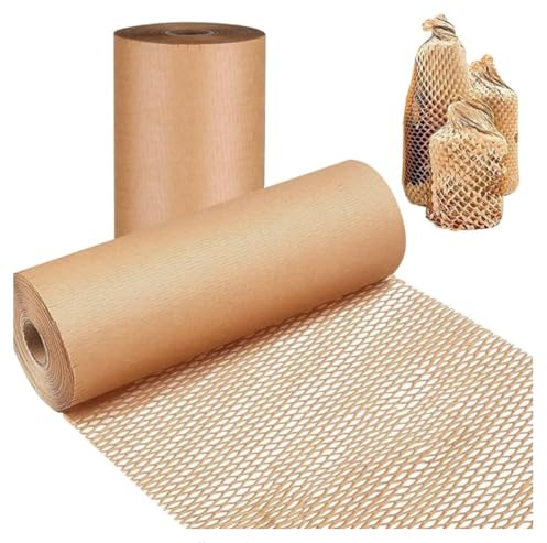 Honeycomb Packing Paper Cushioning Wrap - Alternative to Bubble Wrap, 30cm x 50m Perforated-Packing Paper for Moving, Shipping, and Packaging Breakables,Wrap Paper Roll Brown