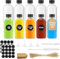 Furuising 10 Pièces Mini Bouteille Verre 120ml, Petite Bouteille en Verre Vide, Réutilisables Miniatures Bouteilles avec Bouchons Noirs, Stylo, Pendentif, Entonnoir pour Gingembre, Liqueur, Boissons