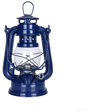 Lanterne tempête vintage lampe à huile, lampe à pétrole rétro, lampes à kérosène portable, lanternes de table, pour la maison, le jardin, le camping (bleu foncé, 19 cm)