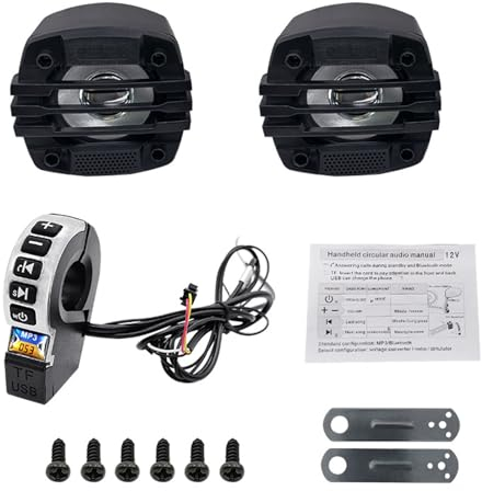 Esenlong Bluetooth-Motorrad-Stereoanlage mit Geräuschunterdrückung mit FM-Radio und Tastensteuerung für 12 V Roller, Fahrrad, ATV