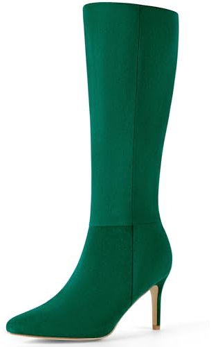 Allegra K Stivali alti al ginocchio da donna con tacco a spillo, Verde, 40.5 EU