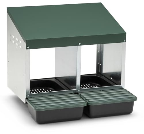 Agrarzone Legenest für Hühner 2 Abteile Nistbox Geflügel Eier | Auffangschale, Lüftungsgitter, Abrollnest, Wandmontage