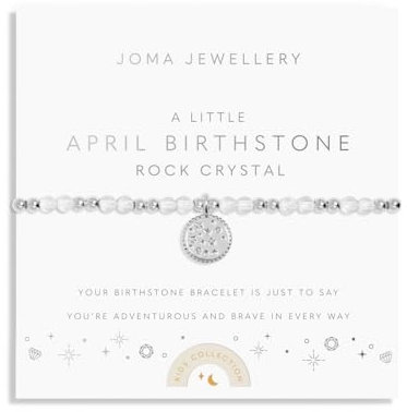 Joma Jewellery CHILDREN'S BIRTHSTONE A LITTLE APRIL | Silver Plated 15.5cm Stretch Bracelet stretch