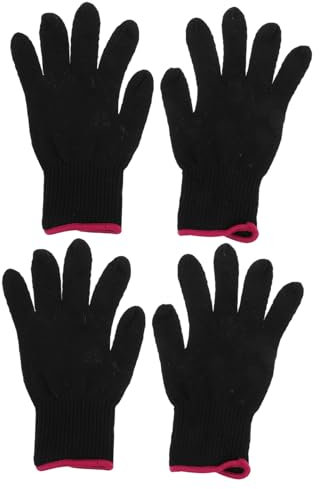 CRILSTYLEO Hitzeschutzhandschuhe Aus Silikon Mit Noppen Für Lockenstäbe 4er-Set Geeignet Für Friseursalons Und Haushaltsgebrauch