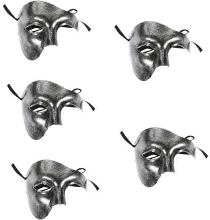 VICASKY 5St halbes Gesicht eine Augenmaske tragbare Maskerademaske Halbgesichtsmaske Halbmaske halloween costume halloween kleidung tragbare Partymaske dekorative Maskenstütze Abs Silver